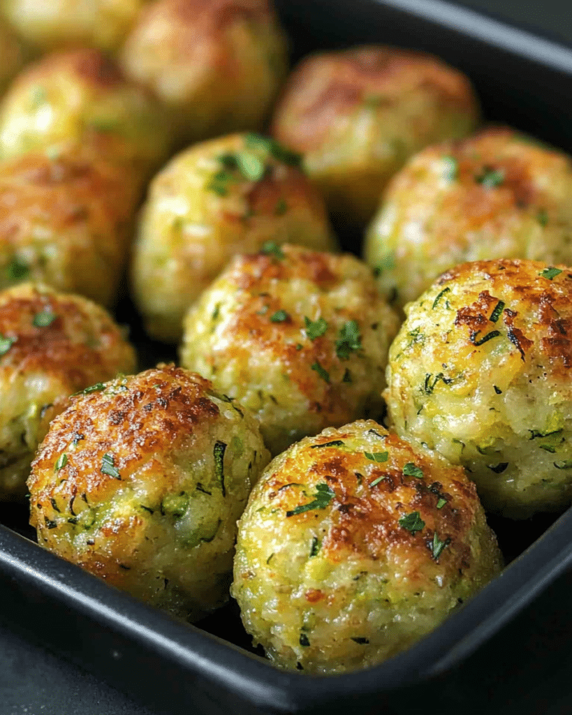 Mixing the ingredients for Baked Zucchini Garlic Bites in a bowl.