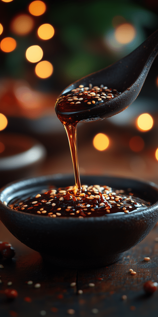 Ingredients for Homemade Teriyaki Sauce, including soy sauce, honey, ginger, and garlic.