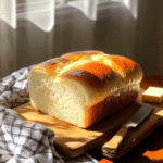 A slice of Easy Milk Bread Loaf with butter.