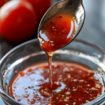 Ingredients for Sweet and Sour Sauce (No Pineapple), including rice vinegar, brown sugar, ketchup, and soy sauce.