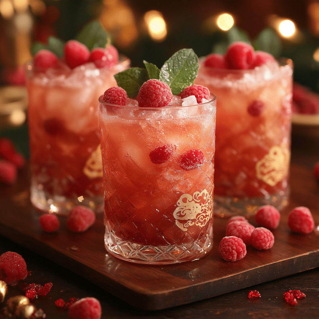 A close-up of a Raspberry Mojito, showing the beautiful color and fresh ingredients.