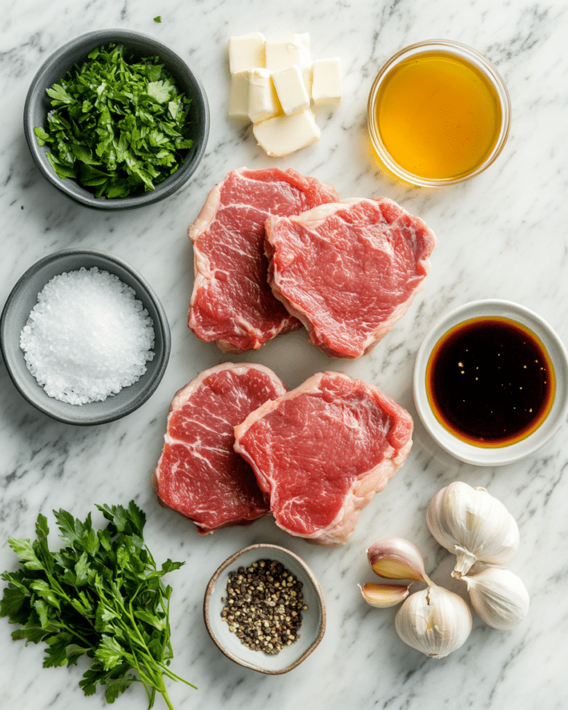  Ingredients for Pan-Seared Boneless Pork Chops, including pork chops, honey, and garlic.