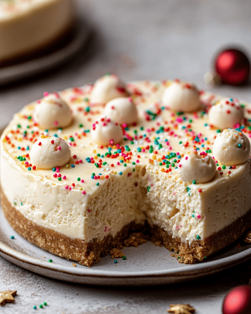 Pressing the sugar cookie crust into the springform pan for Sugar Cookie Cheesecake.