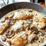 Searing the chicken breasts for Mushroom Chicken.