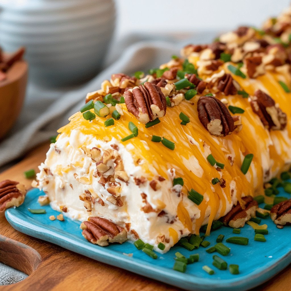 Mixing the cheeses and cream cheese for Cheese Log.