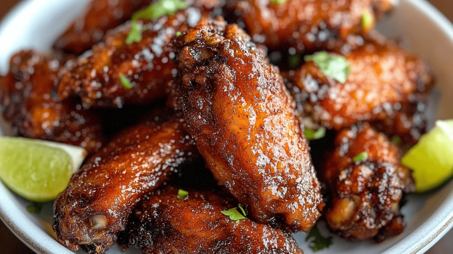 Crispy Air Fryer Smoky Brown Sugar Cajun Wings, glazed and ready to eat.
