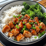 Ingredients for Teriyaki Chicken Rice Bowl, including chicken, soy sauce, and honey.