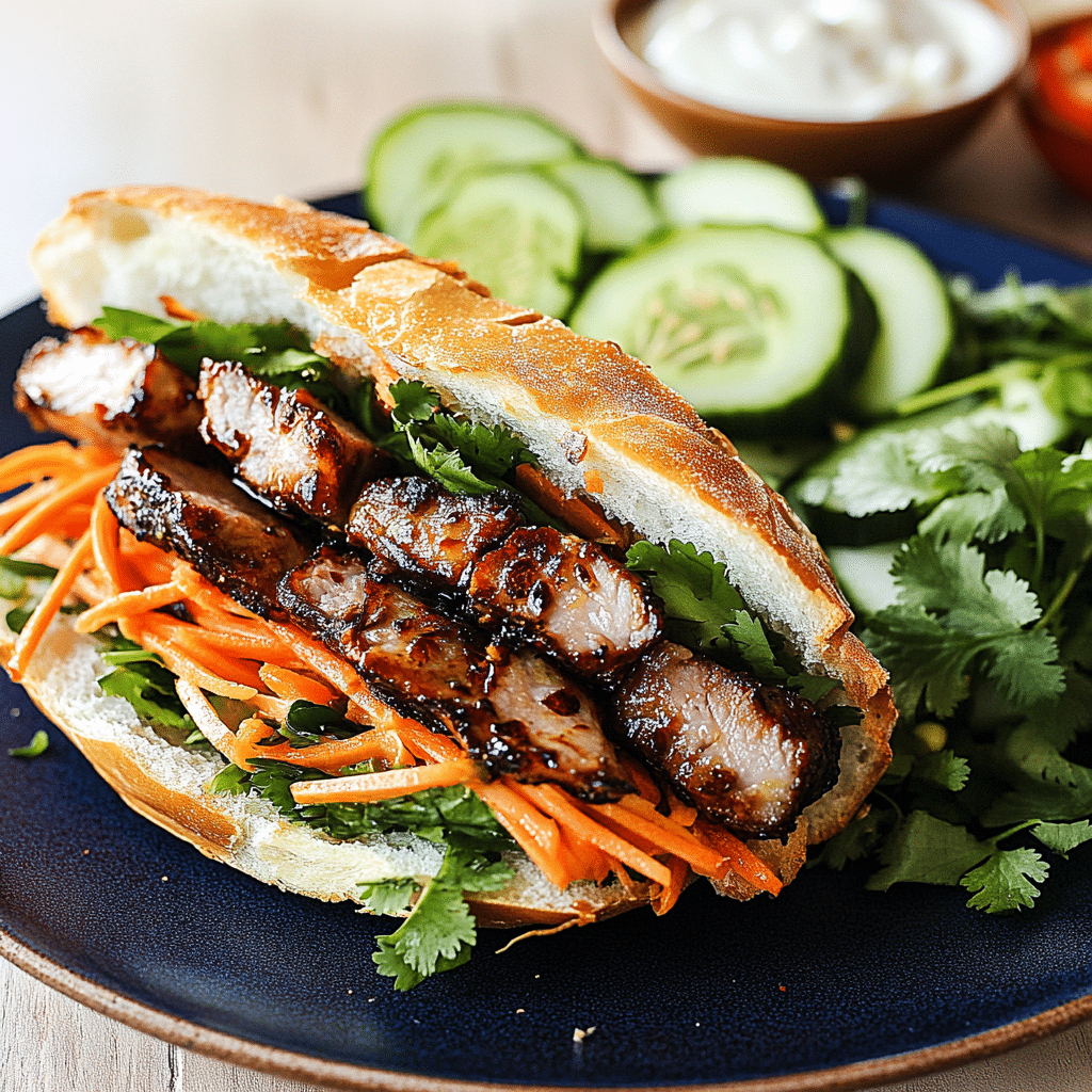 Marinating the pork for Banh Mi Sandwich.