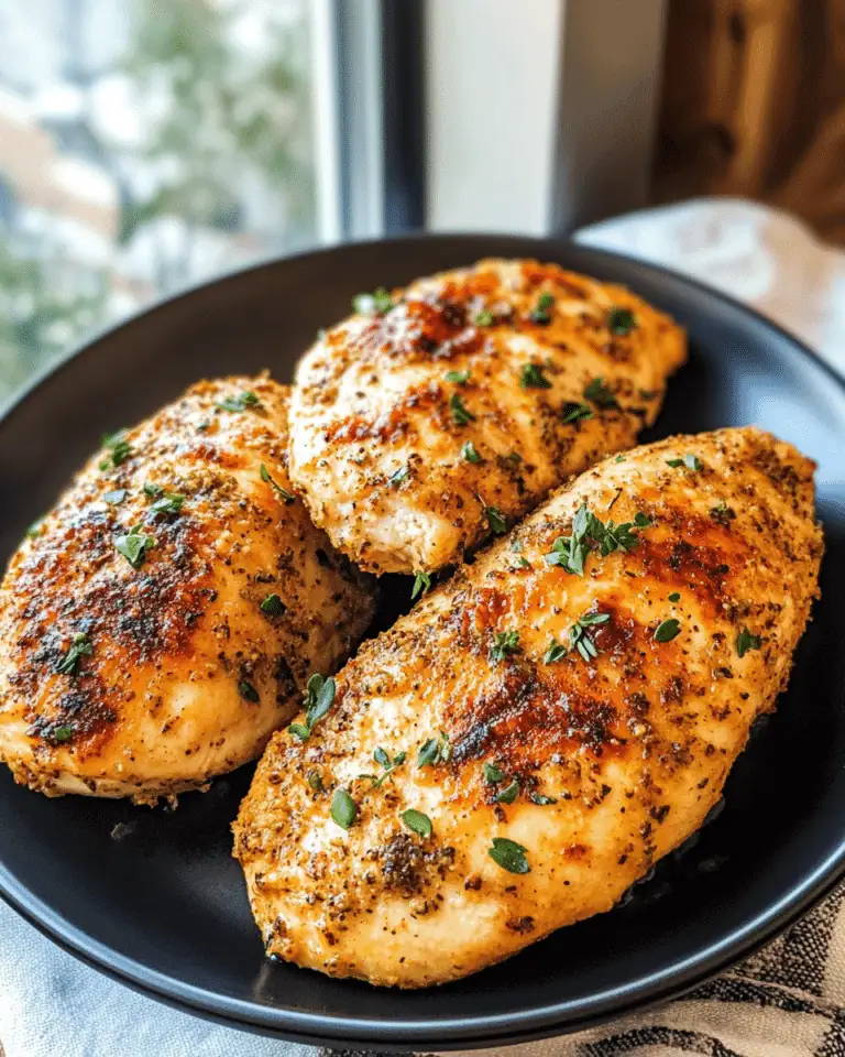 Juicy Air Fryer Chicken Breasts - Quick, Easy, and Perfectly Cooked! 3 Sliced juicy air fryer chicken breasts on a wooden cutting board, showing the moist interior.