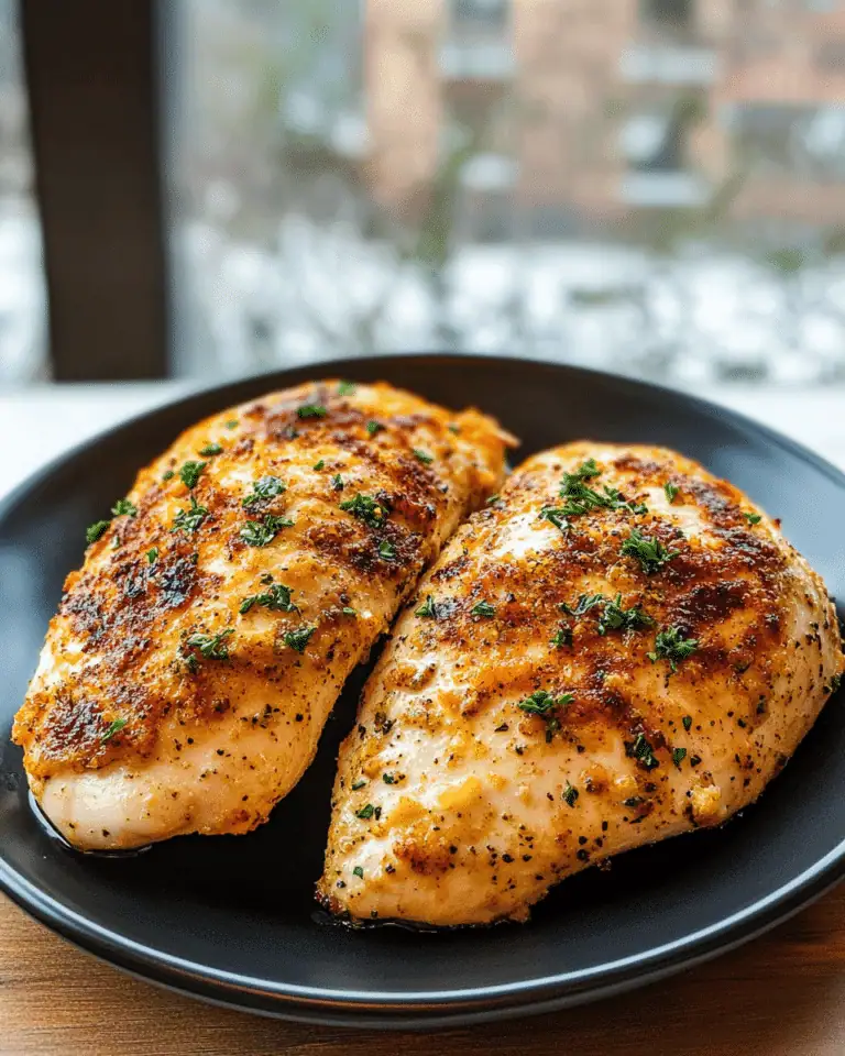 Juicy Air Fryer Chicken Breasts - Quick, Easy, and Perfectly Cooked! 1 A whole golden-brown cooked chicken breast served on a plate with a side salad.