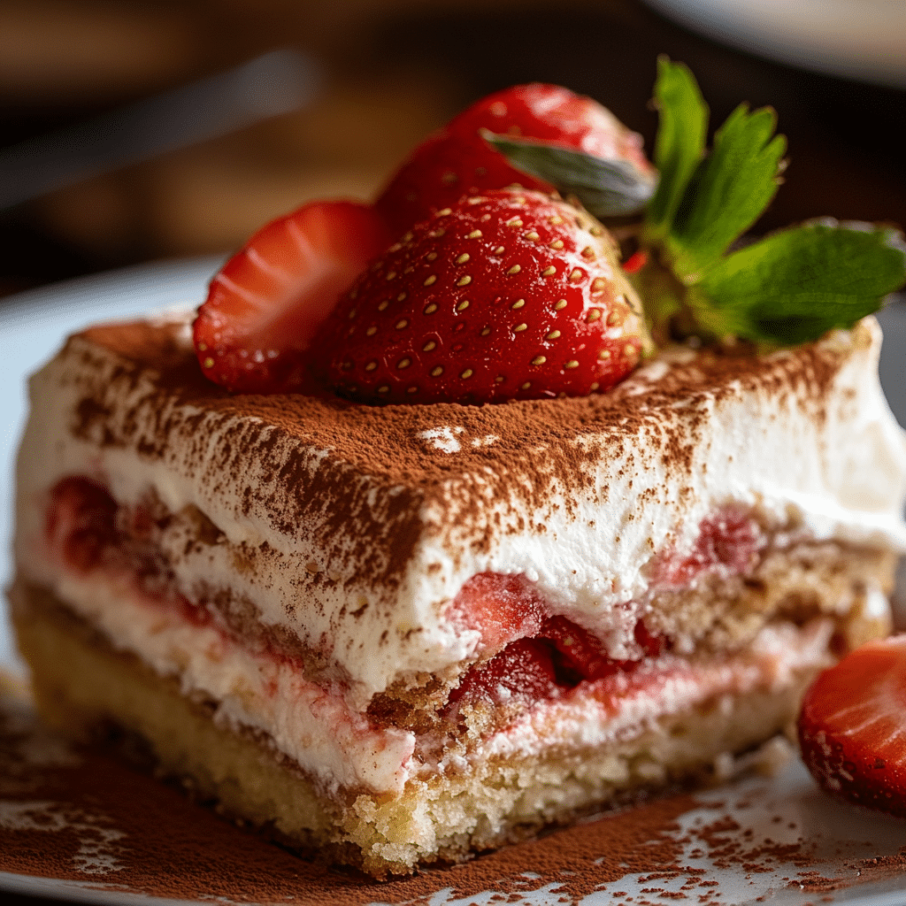 Ingredients for Strawberry Tiramisu Cake, including ladyfingers, mascarpone cheese, strawberries, and cream.