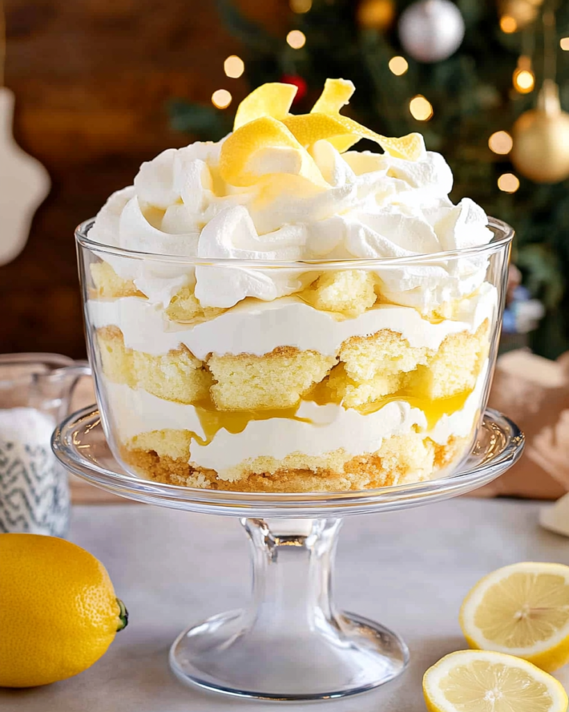Ingredients for Easy Lemon Trifle, including lemon cake mix, lemon Jello, Cool Whip, and lemon zest.