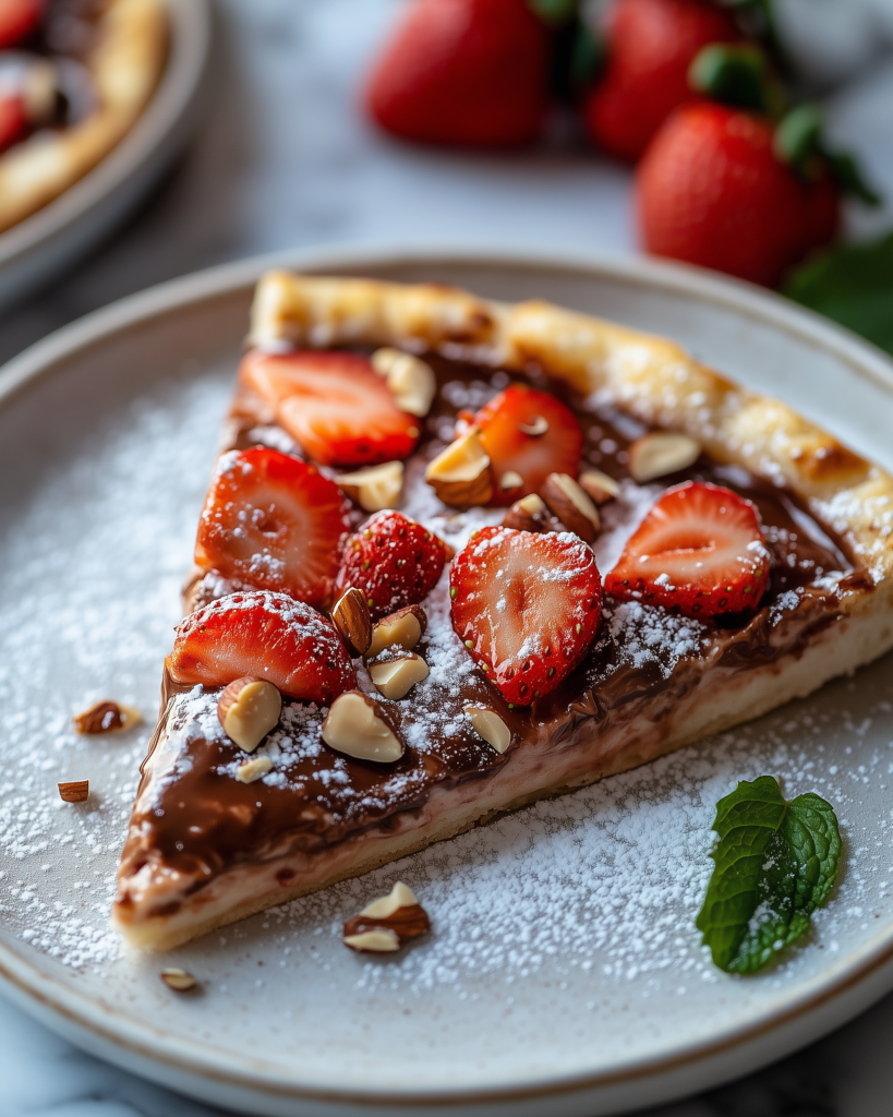 Ingredients for Strawberry Chocolate Galette, including fresh strawberries, chocolate chips, flour, butter, and sugar.