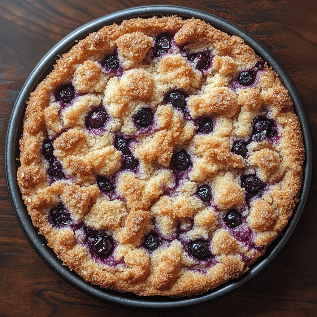Spreading the blueberry filling over the crust for Blueberry Crumb Bars.