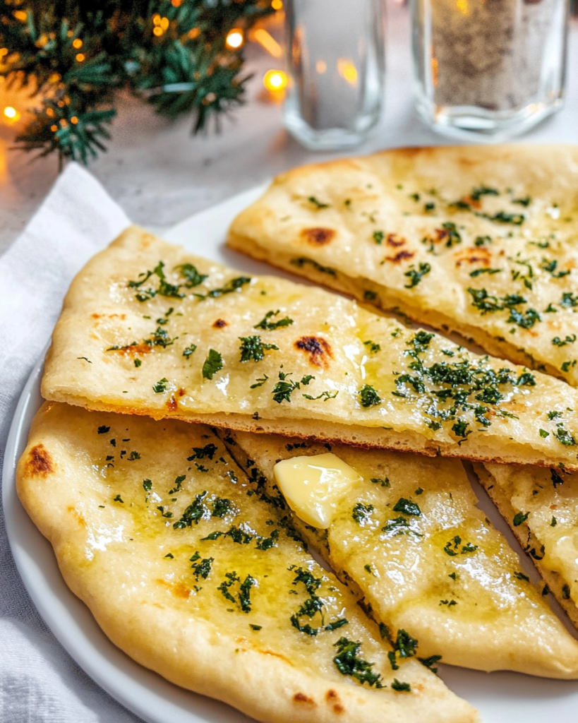 Spreading the garlic herb butter mixture onto flatbread before baking Garlic Herb Butter Flatbread.