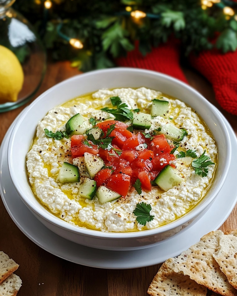 Blending feta cheese, garlic, and olive oil in a food processor for Whipped Feta Dip.