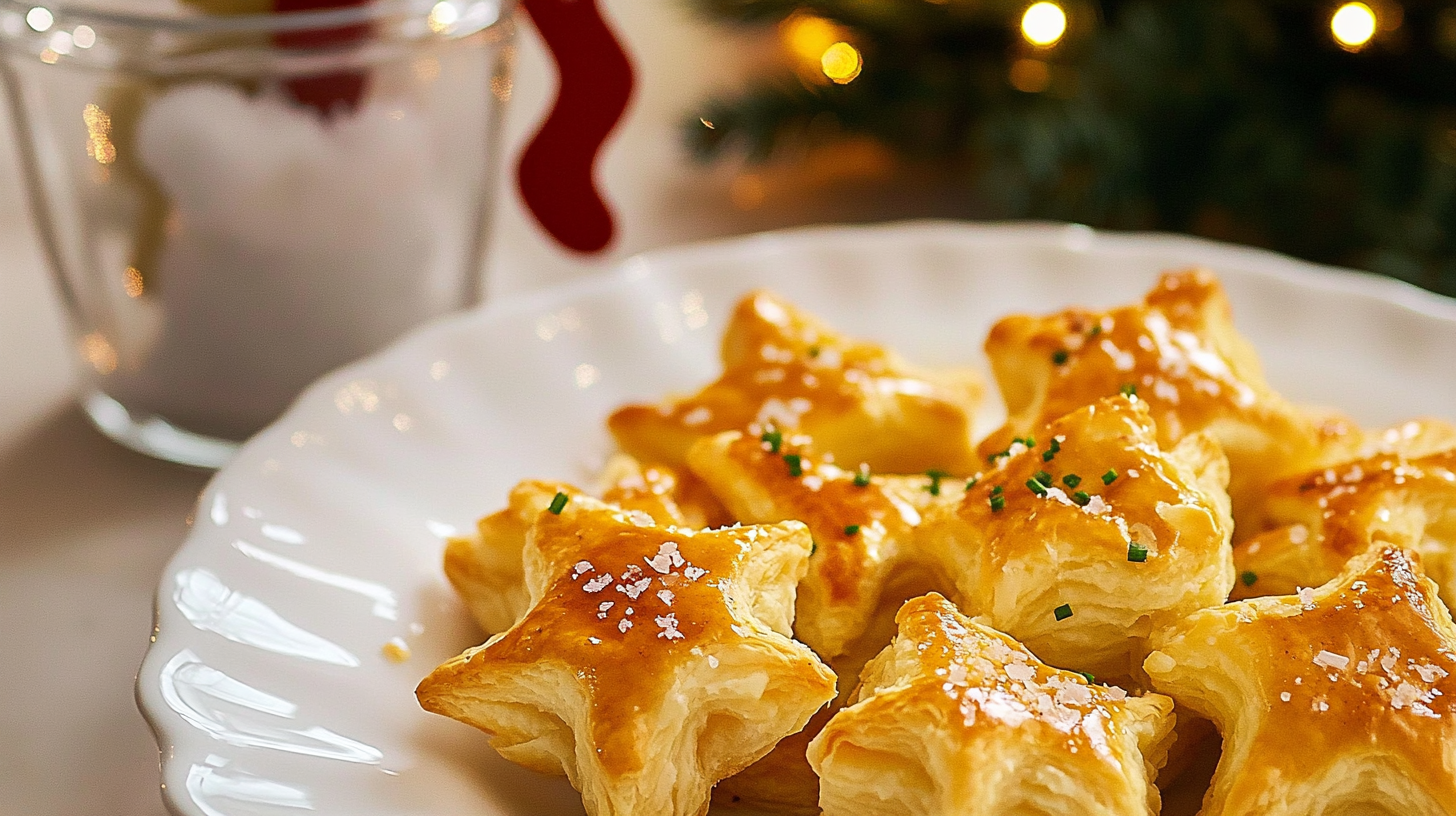 Golden-brown, star-shaped Parmesan Puff Stars arranged on a platter.