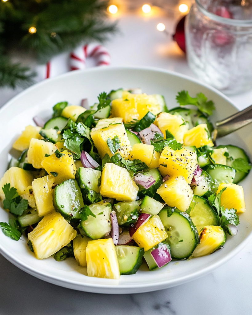 Spicy Pineapple Cucumber Salad (Easy & Refreshing!) 10 Ingredients for Pineapple Cucumber Salad, including fresh pineapple, cucumber, jalapeño, red onion, cilantro, and lime.