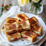 Mini Cream Cheese Sandwiches arranged as appetizers for a party.