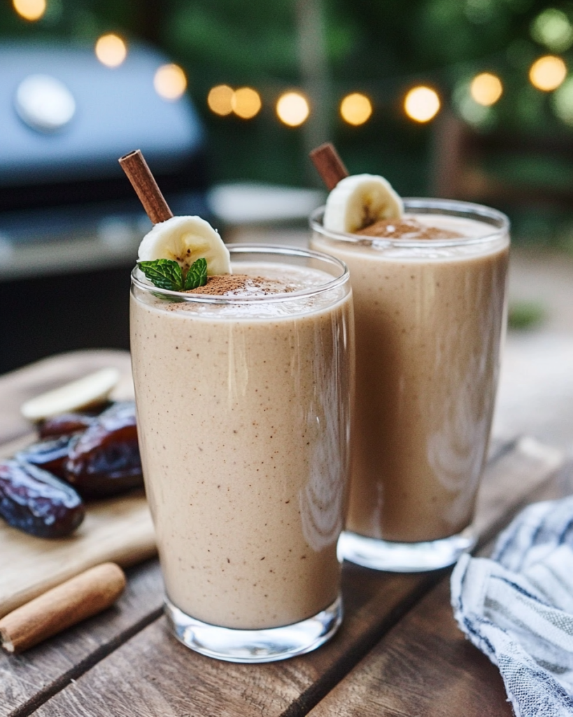 Blending the ingredients for the Chai Tea Smoothie in a high-speed blender.