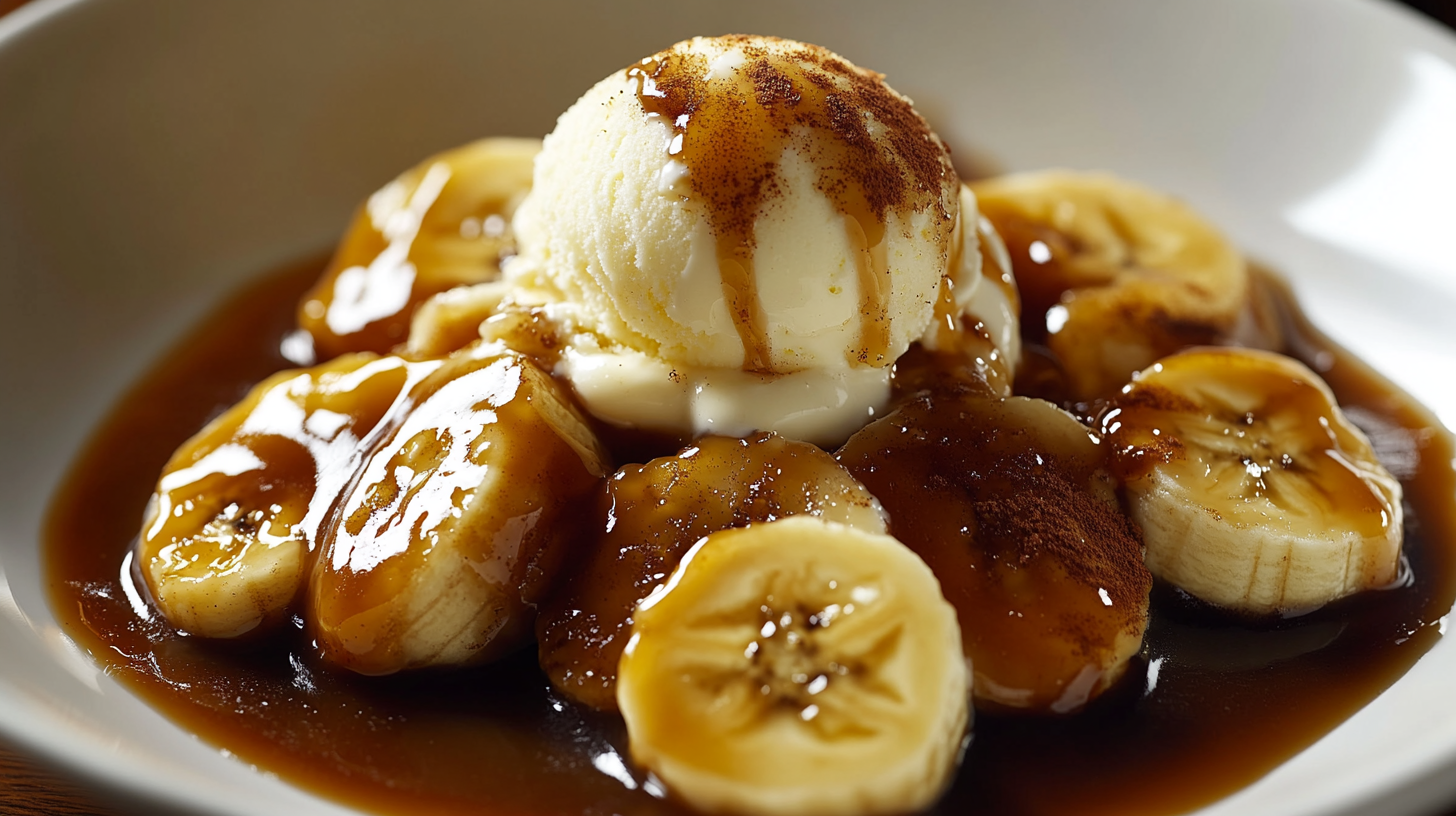 Golden-brown Caramelized Bananas in a skillet or bowl.