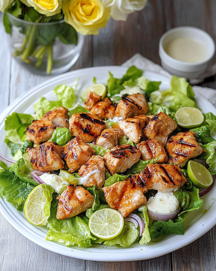 Grilling the marinated chicken pieces for Honey Lemon Grilled Chicken Salad.