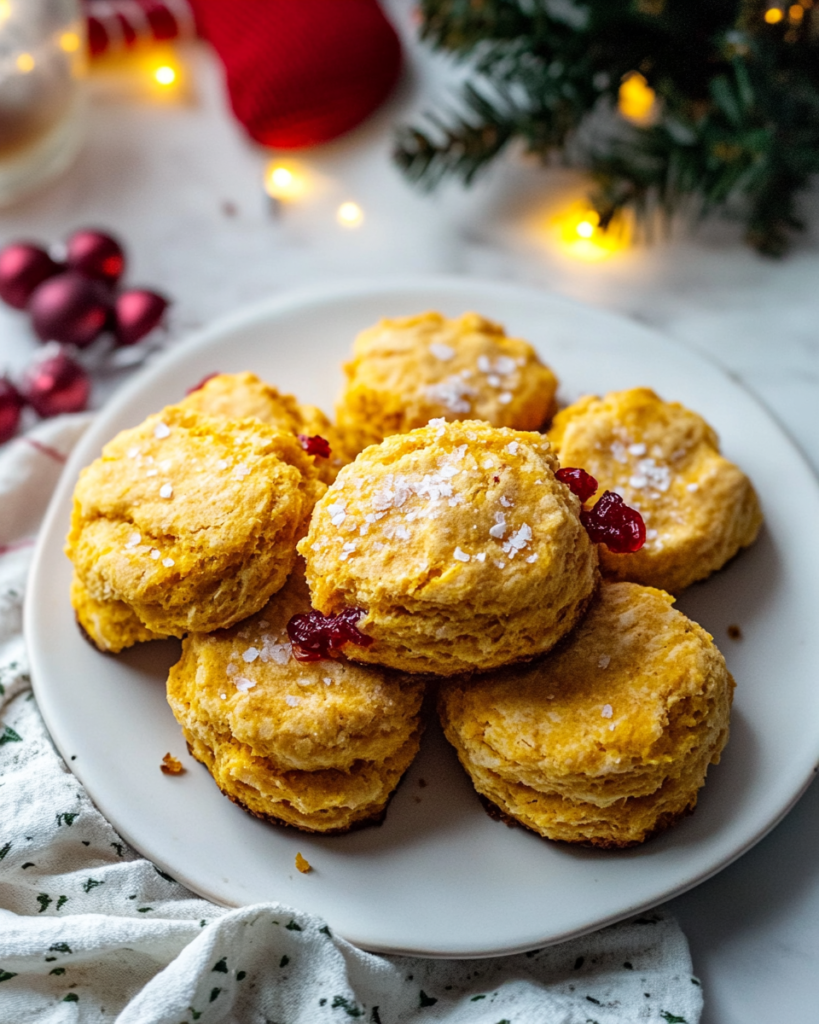 Ingredients for Sweet Potato Biscuits, including mashed sweet potato, flour, butter, buttermilk, and cranberry butter components.