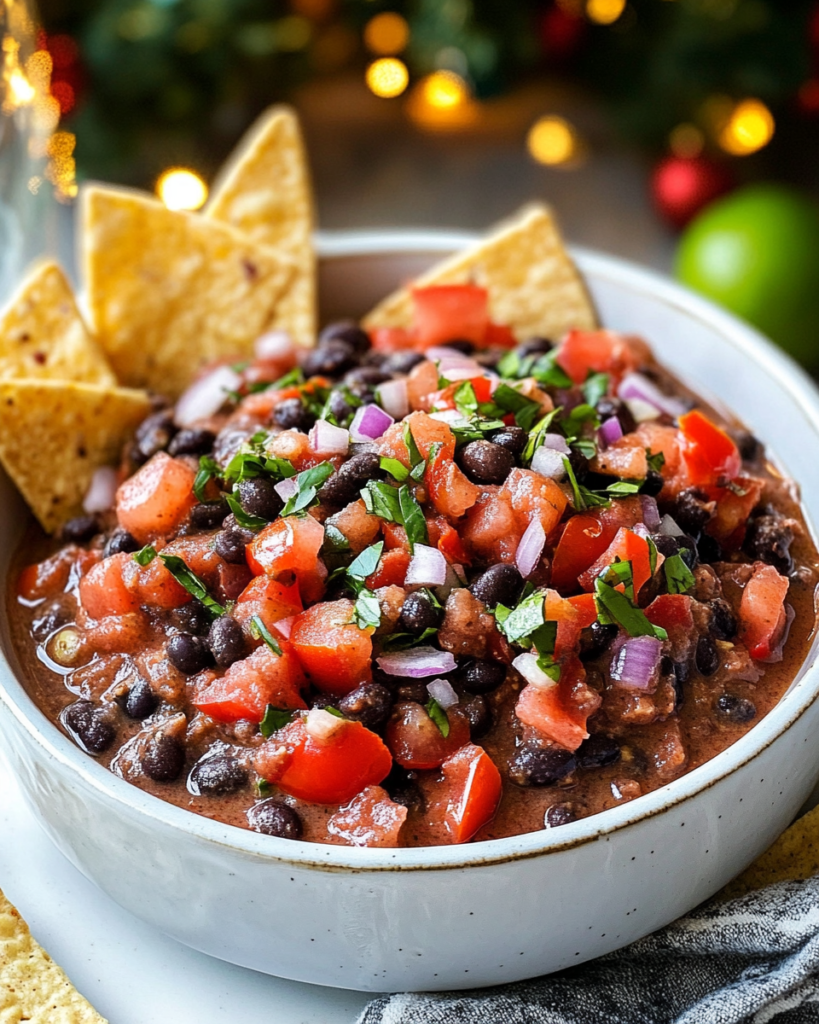 Mixing the ingredients for Black Bean Dip together in a large bowl.