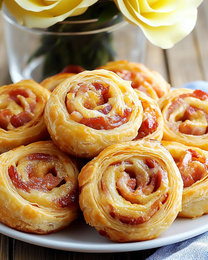 Puff Pastry Pinwheels arranged on a party tray, ready to be served.