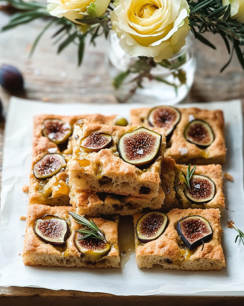 Slices of Whole Wheat Focaccia served on a platter or alongside a cheese board.
