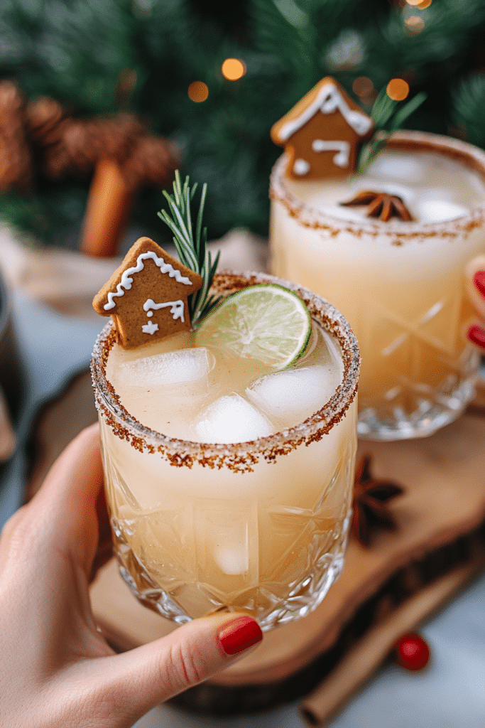 Shaking the ingredients for Winter Wonderland Margarita in a cocktail shaker.