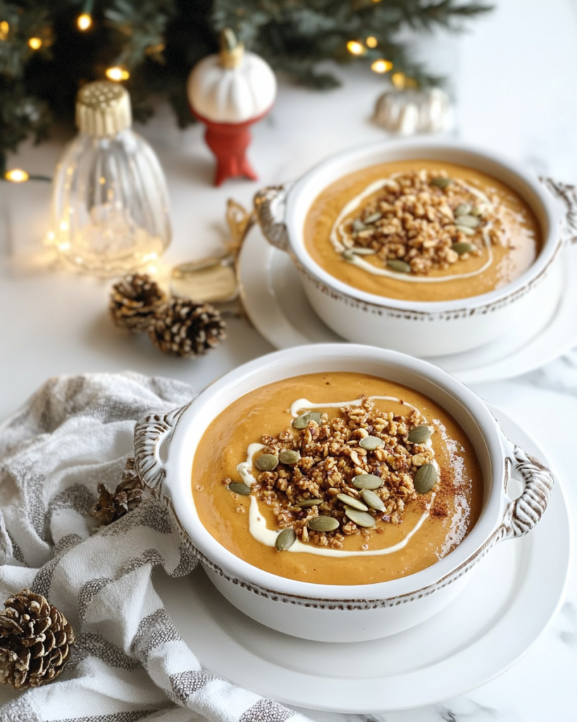 Someone eating the Pumpkin Pie Smoothie Bowl with a spoon, showing the thick texture.