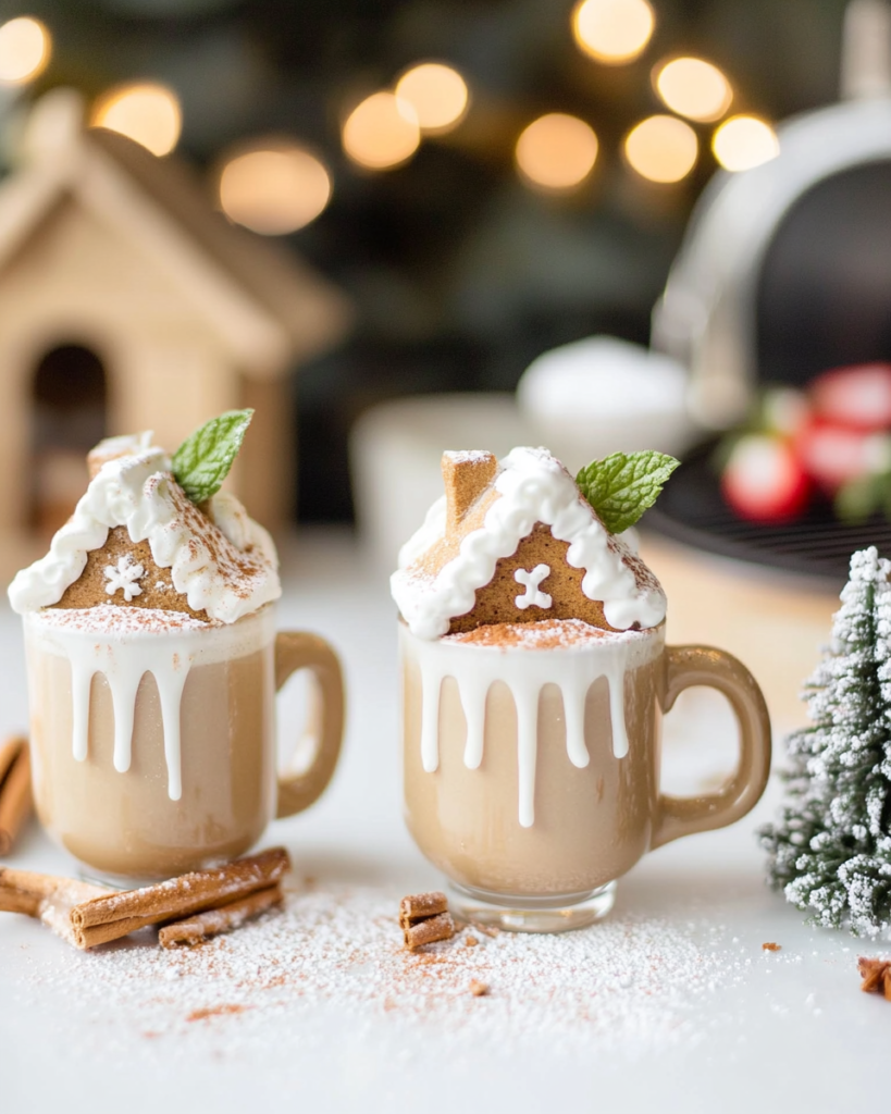 Assembling a Mini Gingerbread House using royal icing to glue the cookie pieces together.