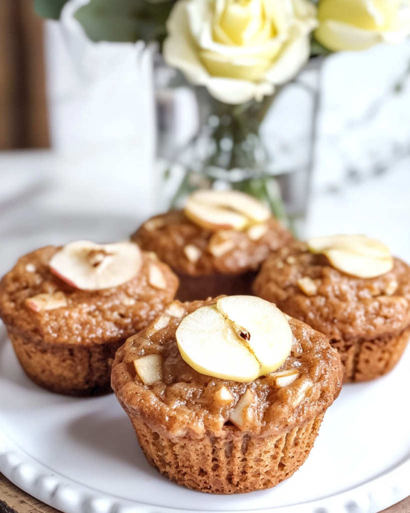 A basket or plate full of freshly baked Double Apple Muffins.