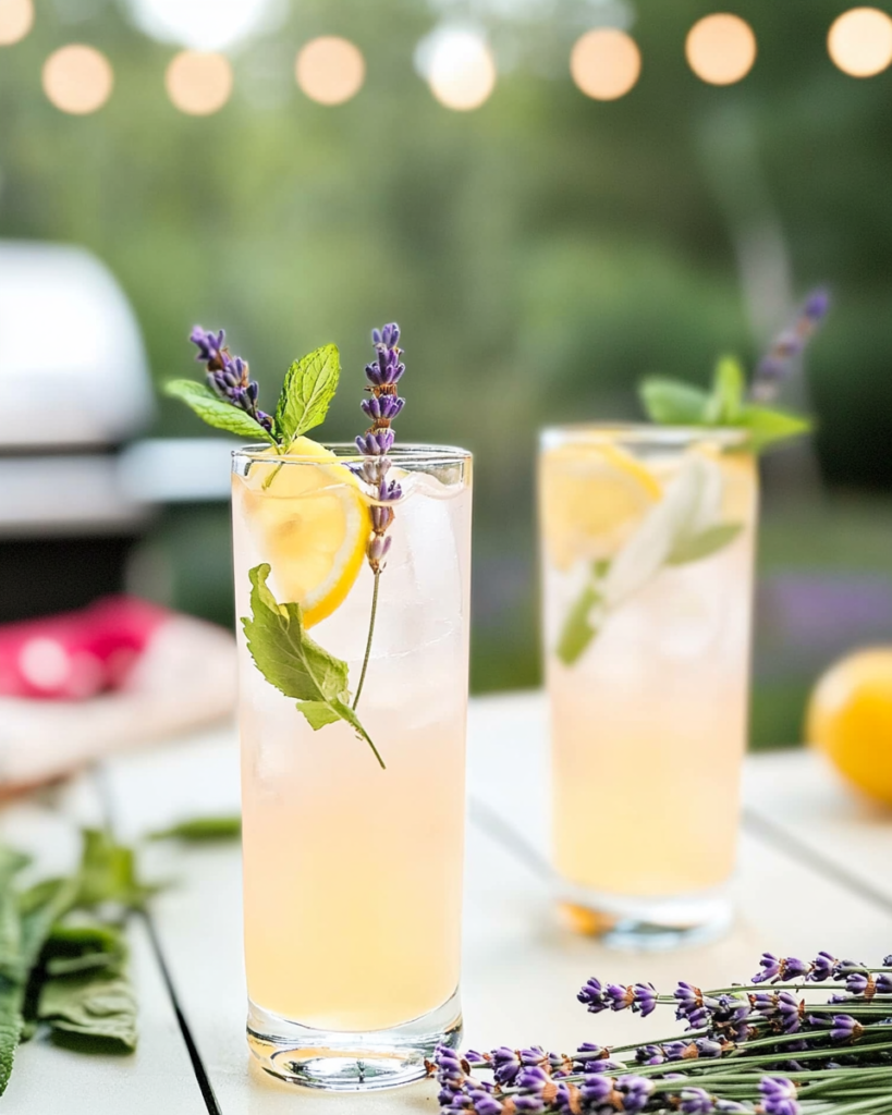  Ingredients for Lavender Lemonade, including dried lavender buds, lemons, sugar, and water.
