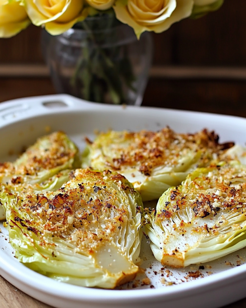 Roasted Cabbage Wedges served on a plate as a side dish.