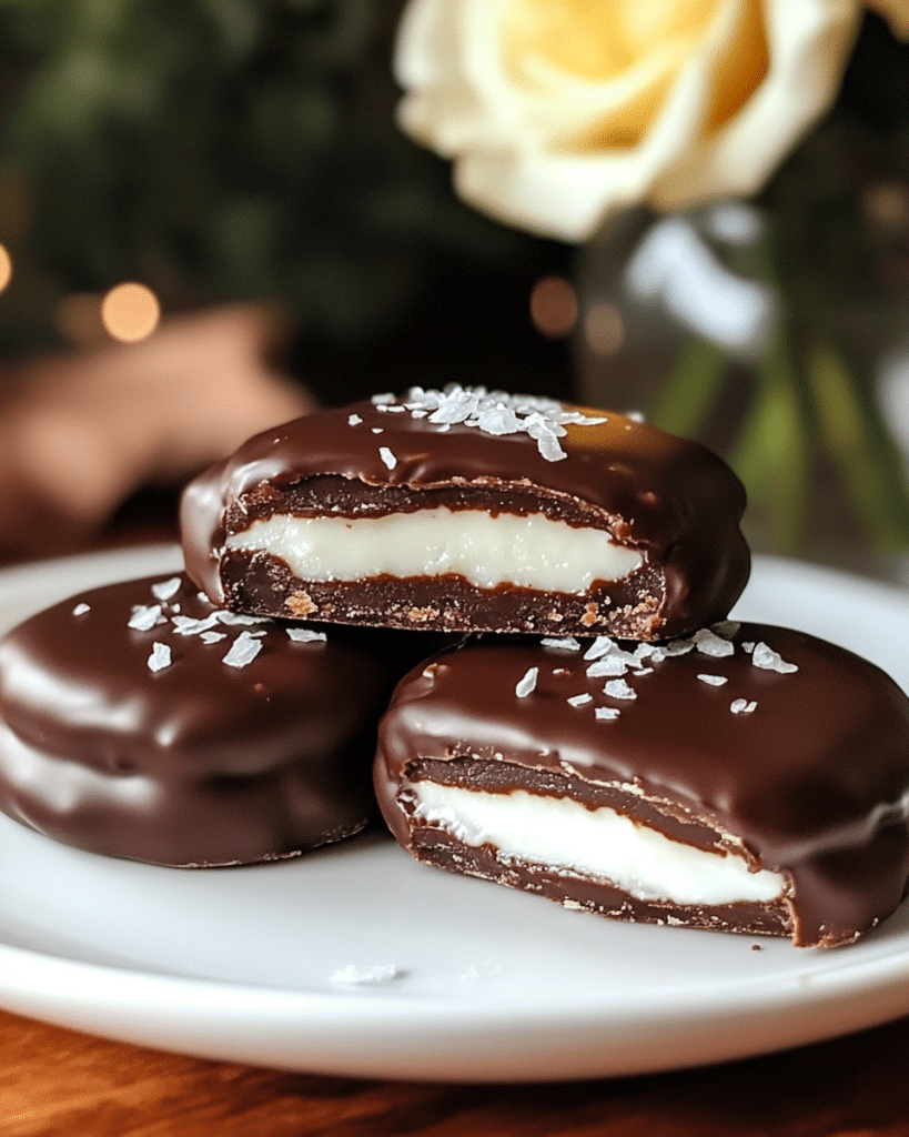 Homemade Peppermint Patties arranged in a gift box or on a serving platter.