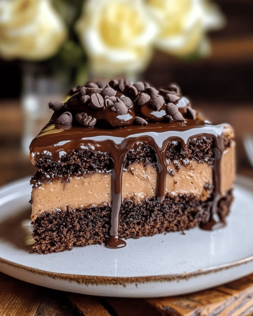 Frosting the layers of the Chocolate Cappuccino Cake.