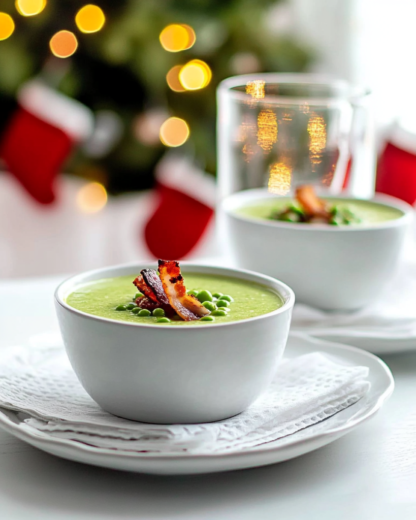 Easy Green Pea Soup Shots (Perfect Spring Appetizer!) 10 Ingredients for Green Pea Soup Shots, including green peas, shallots, broth, and bacon.