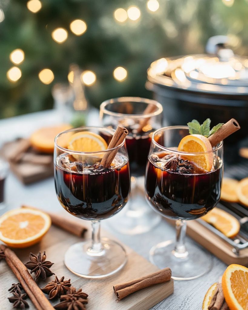 Best DIY Mulled Wine Recipe (Easy & Cozy!) 9 Ingredients for Mulled Wine, including a bottle of red wine, brandy, orange juice, honey/sugar, and whole spices.