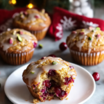 Orange Pistachio Muffins arranged on a platter or cooling rack, ready to eat.