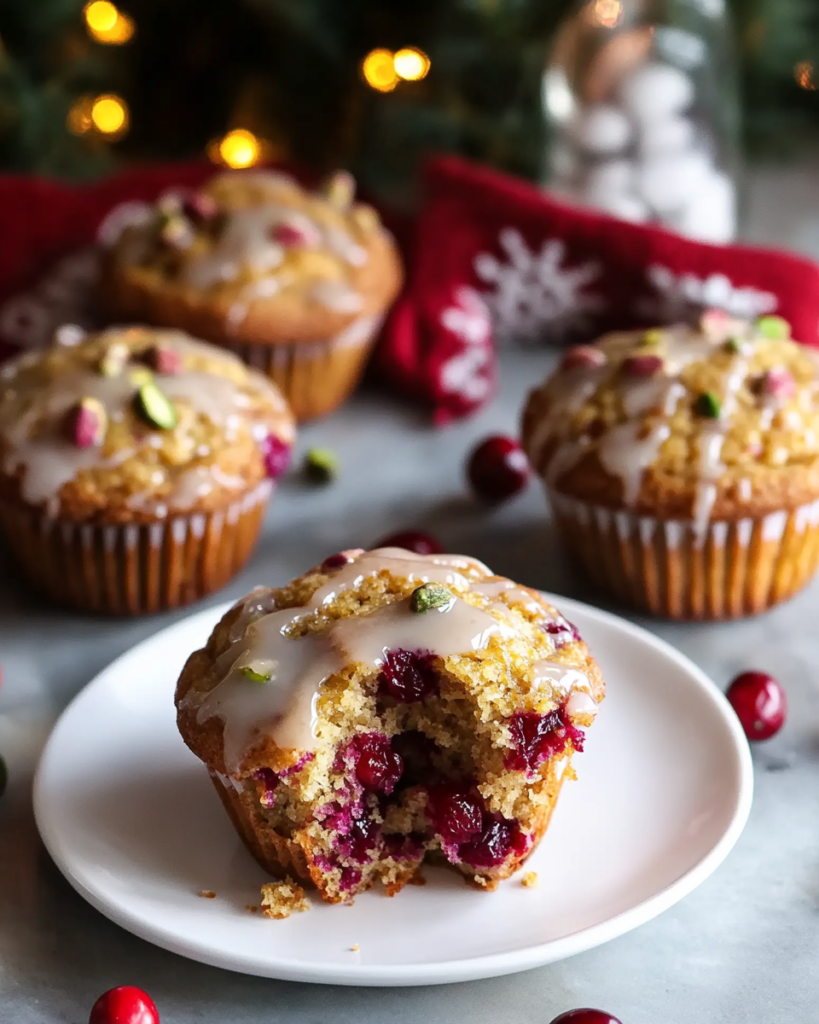 Orange Pistachio Muffins arranged on a platter or cooling rack, ready to eat.