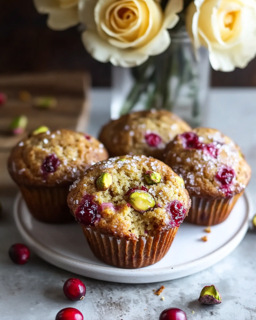 Folding cranberries and pistachios into the muffin batter for Orange Pistachio Muffins.