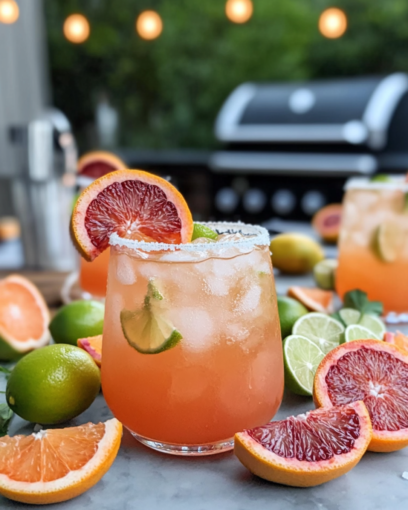 Pouring the shaken tequila and juice mixture into an ice-filled, salt-rimmed glass before topping with beer for the Beer Paloma.
