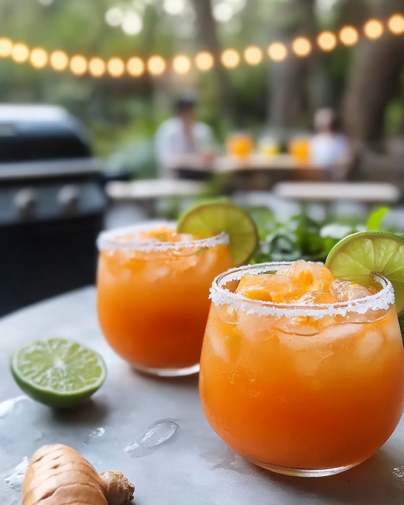 Shaking the Carrot Ginger Margarita in a cocktail shaker before pouring.   Sources and related content