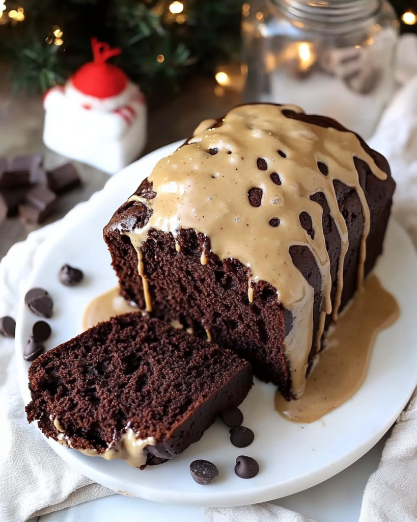 Ingredients for Chocolate Baileys Bread, including cocoa powder, Bailey's Irish Cream, espresso powder, chocolate chips, flour, sugar, and cream cheese.   
