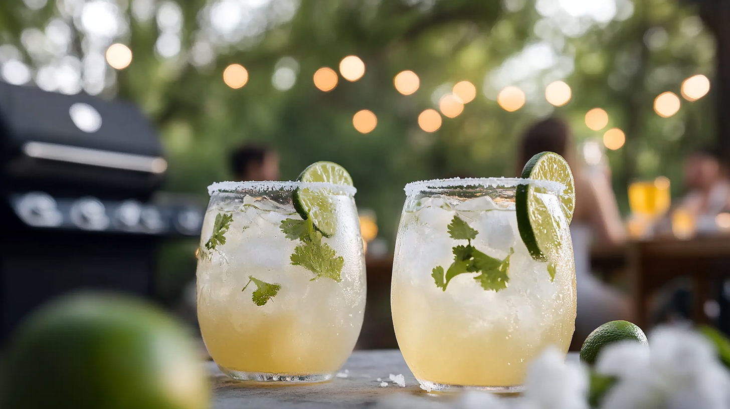 An elegant Elderflower Margarita in a salt-rimmed coupe or margarita glass, garnished with a lime wheel.