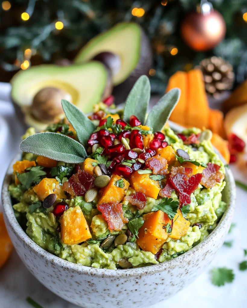 Arranging the colorful toppings over the mashed avocado base for the Loaded Guacamole.