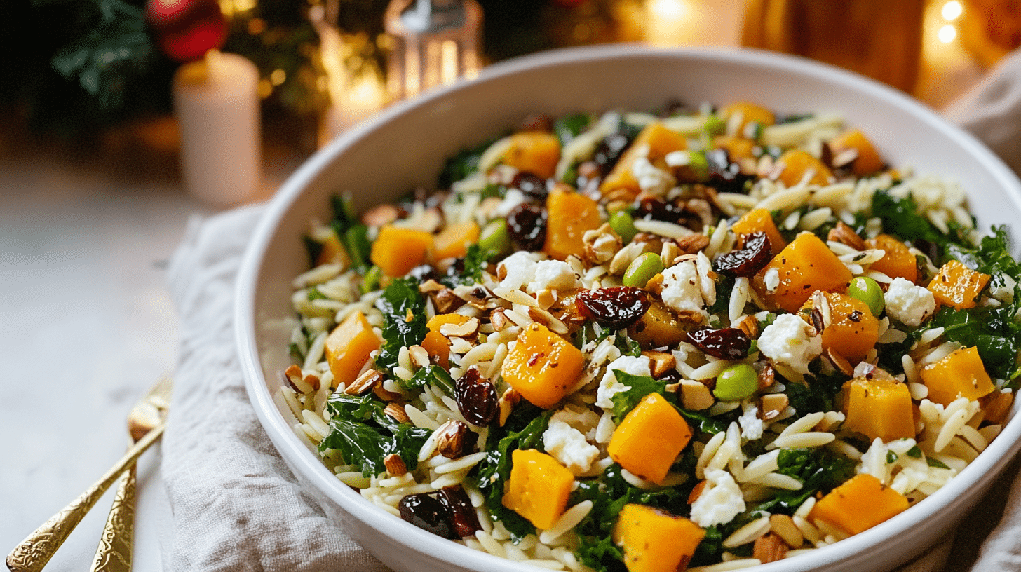Hearty Fall Orzo Salad (Butternut Squash & Maple Dijon!)