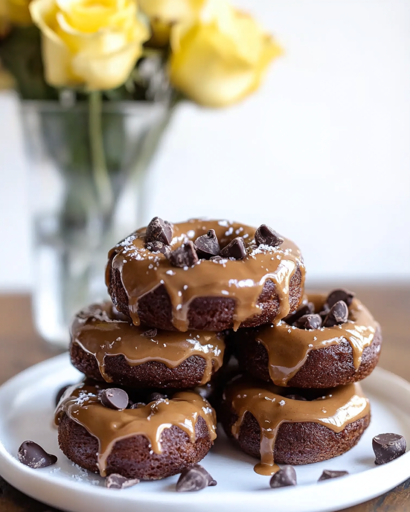 Piping the chocolate donut batter into a donut pan for Chocolate Peanut Butter Donuts.